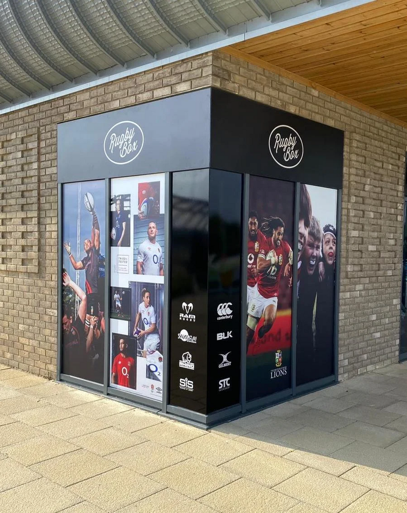 Colchester Rugby Club Shop window graphics.